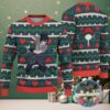 Navy Blue Ugly Christmas Sweater with Red and White Snowflake Pattern Featuring Chivas Skull Design