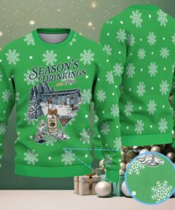 Green Snowflake Pattern Tito’s Handmade Vodka “Season’s Drinkings” Ugly Christmas Sweater