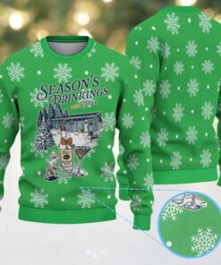 Green Snowflake Pattern Tito’s Handmade Vodka “Season’s Drinkings” Ugly Christmas Sweater