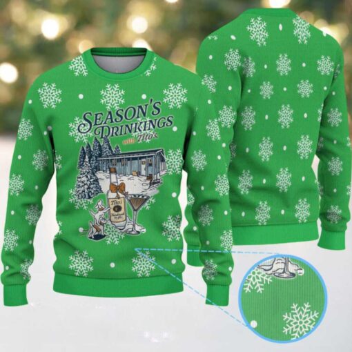 Green Snowflake Pattern Tito’s Handmade Vodka “Season’s Drinkings” Ugly Christmas Sweater