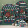 Black Ugly Christmas Sweater with Snowflake Pattern Featuring Santa Dinosaur T Rex
