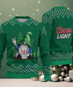 Green & White Knit Pattern “Peace Gnome Holding Coors Light” Ugly Christmas Sweater – Coors Light Edition