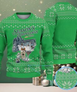 Green White Snowflake Pattern Tito’s Handmade Vodka “Season’s Drinkings” Ugly Christmas Sweater