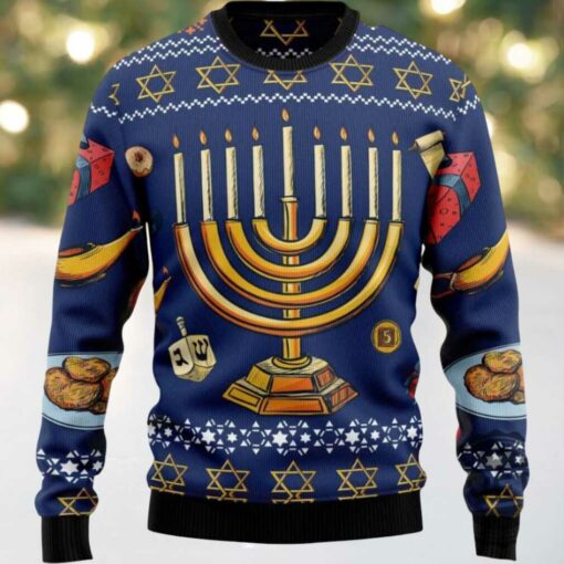 Hanukkah Menorah Jewish Holiday Ugly Christmas Sweater