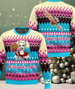 Harley Quinn We’re Bad Guys Ugly Christmas Sweater Harley Quinn We’re Bad Guys Ugly Christmas Sweater