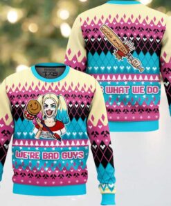 Harley Quinn We’re Bad Guys Ugly Christmas Sweater Harley Quinn We’re Bad Guys Ugly Christmas Sweater