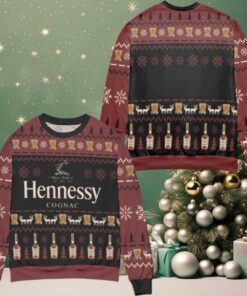 Hennessy Cognac Snowflake Pattern Ugly Christmas Sweater Dark Red