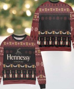Hennessy Cognac Snowflake Pattern Ugly Christmas Sweater Dark Red