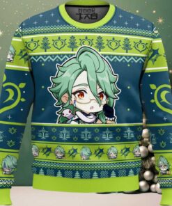 Hooktab Genshin Impact Baizhu Ugly Christmas Sweater