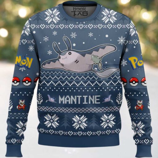 Hooktab Pokemon Gen 2 Mantine Ugly Christmas Sweater