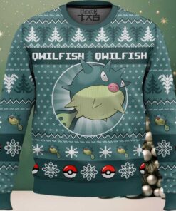 Hooktab Pokemon Gen 2 Qwilfish Ugly Christmas Sweater