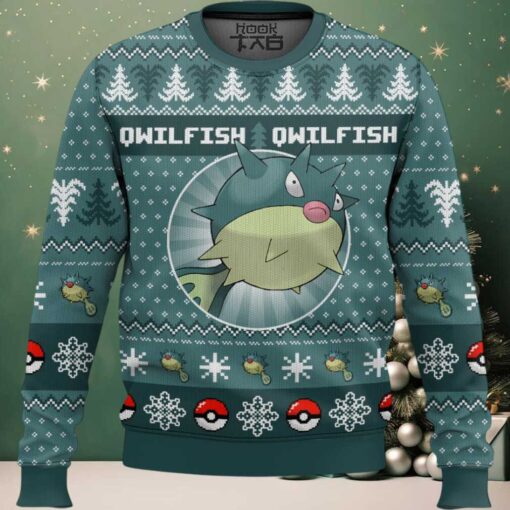 Hooktab Pokemon Gen 2 Qwilfish Ugly Christmas Sweater
