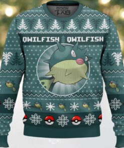 Hooktab Pokemon Gen 2 Qwilfish Ugly Christmas Sweater