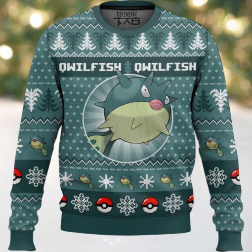 Hooktab Pokemon Gen 2 Qwilfish Ugly Christmas Sweater