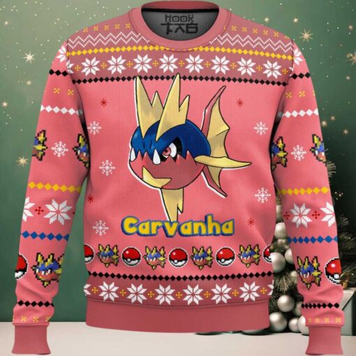 Hooktab Pokemon Gen 3 Carvanha Ugly Christmas Sweater