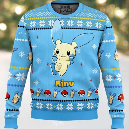 Hooktab Pokemon Gen 3 Minun Ugly Christmas Sweater