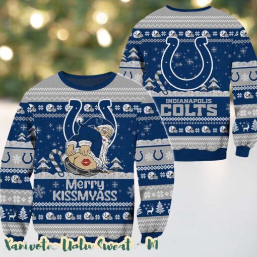 Indianapolis Colts NFL Merrykissmyass Funny Santa Claus Ugly Christmas Sweater Gift For Holiday 2025
