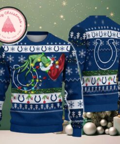 Indianapolis Colts With Special Grinchs Hand Football Gift For Fan NFL 2025 Christmas Ugly Sweater
