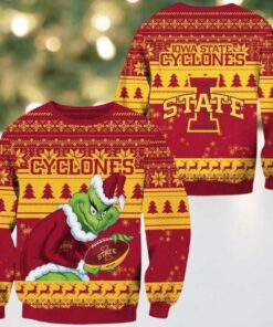 Iowa State Cyclones Grinch Custom Name NCAA Ugly Christmas Sweater