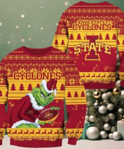 Iowa State Cyclones Grinch Custom Name NCAA Ugly Christmas Sweater
