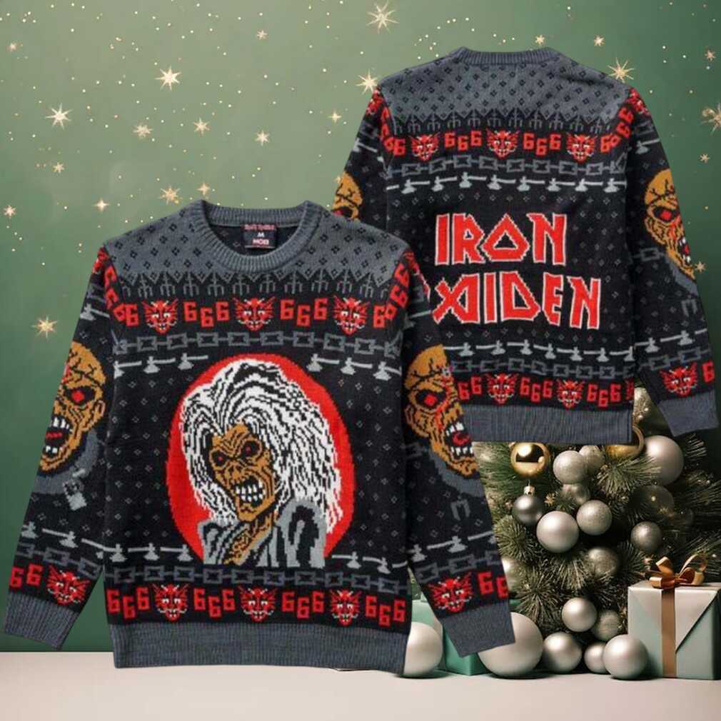 Iron Maiden Eddie The Head 666 Ugly Christmas Sweater Iron Maiden Eddie The Head 666 Ugly Christmas Sweater