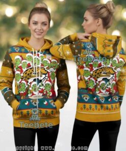 Jacksonville Jaguars Christmas Grinch Holiday Ugly 3D Zip Up Hoodie