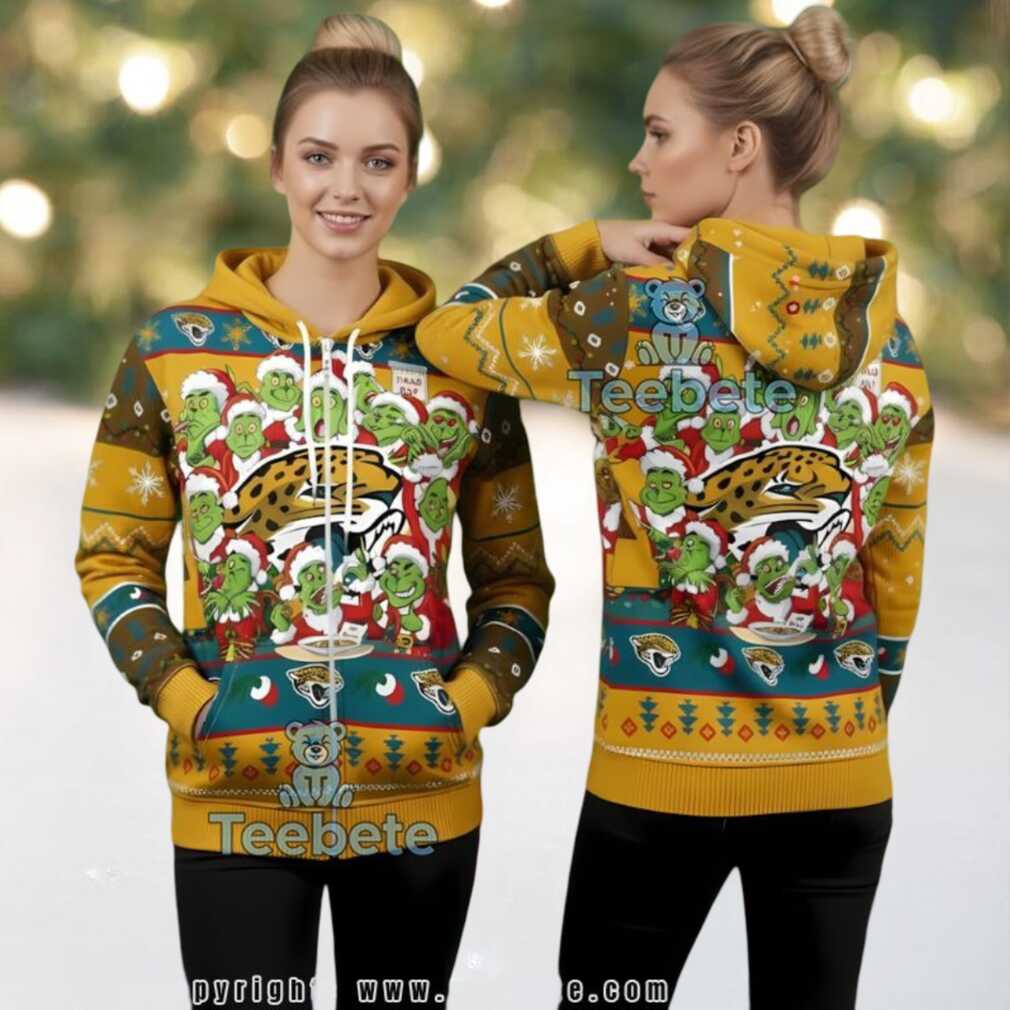 Jacksonville Jaguars Christmas Grinch Holiday Ugly 3D Zip Up Hoodie Jacksonville Jaguars Christmas Grinch Holiday Ugly 3D Zip Up Hoodie