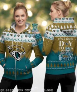 Jacksonville Jaguars Good Day To Be A Fan Ugly Christmas 3D Full Zip Hoodie