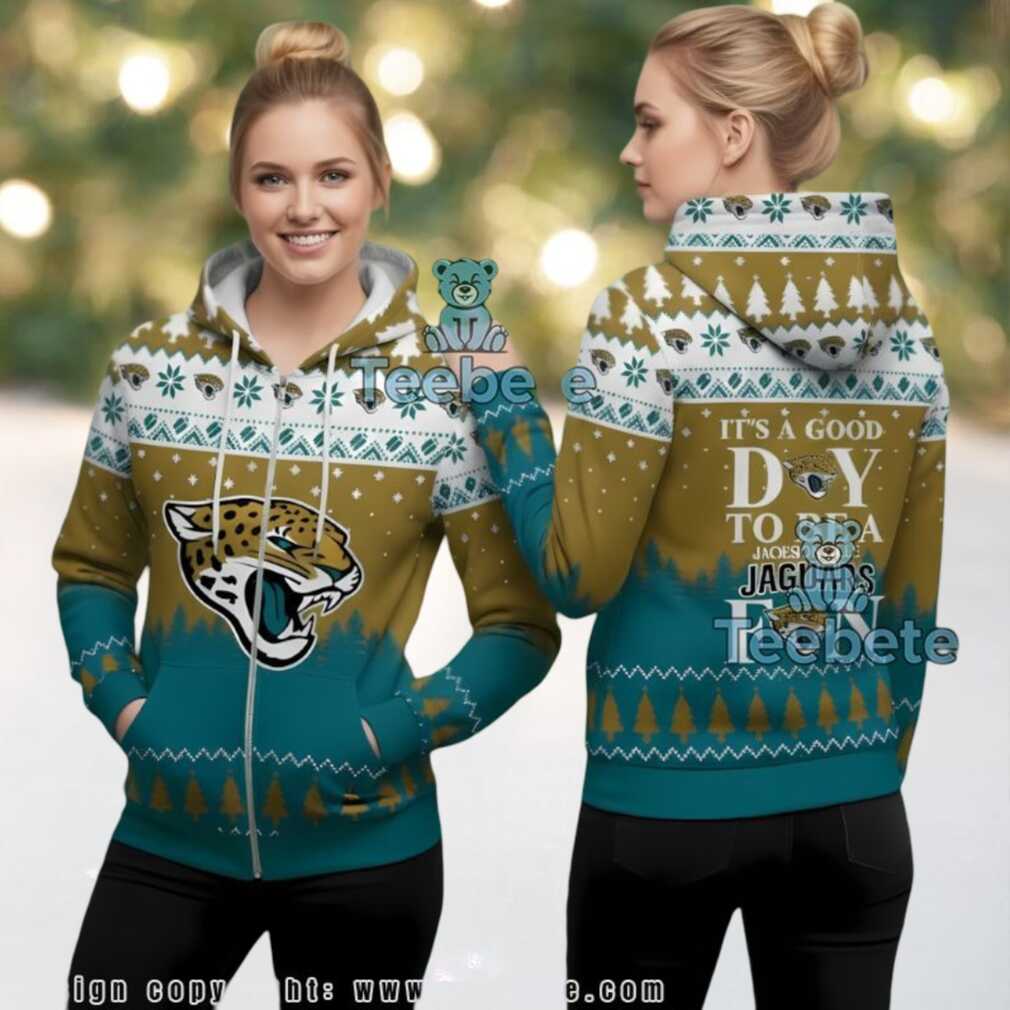Jacksonville Jaguars Good Day To Be A Fan Ugly Christmas 3D Full Zip Hoodie Jacksonville Jaguars Good Day To Be A Fan Ugly Christmas 3D Full Zip Hoodie
