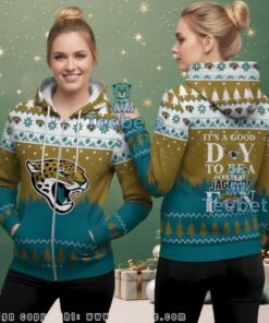 Jacksonville Jaguars Good Day To Be A Fan Ugly Christmas 3D Full Zip Hoodie