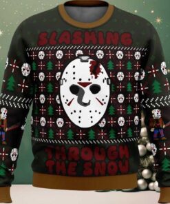 Jason Voorhees Slashing Through The Snow Ugly Christmas Sweater Jason Voorhees Slashing Through The Snow Ugly Christmas Sweater