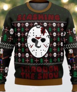 Jason Voorhees Slashing Through The Snow Ugly Christmas Sweater Jason Voorhees Slashing Through The Snow Ugly Christmas Sweater