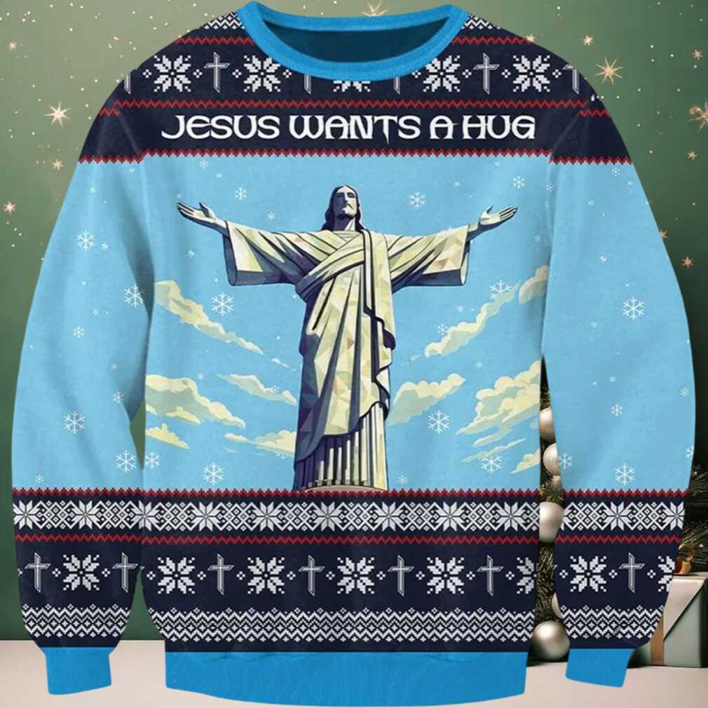 Jesus Wants A Hug Ugly Christmas Sweater, hoodie, sweater, long sleeve and tank top Jesus Wants A Hug Ugly Christmas Sweater Front