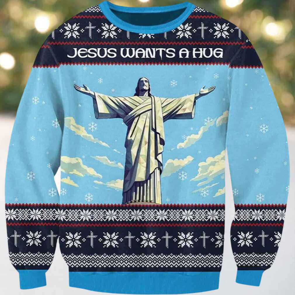 Jesus Wants A Hug Ugly Christmas Sweater, hoodie, sweater, long sleeve and tank top Jesus Wants A Hug Ugly Christmas Sweater Back