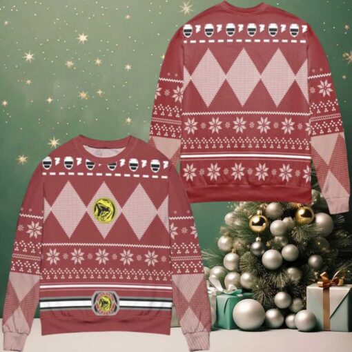 Jurassic Park Logo Snowflake Pattern Ugly Christmas Sweater Red