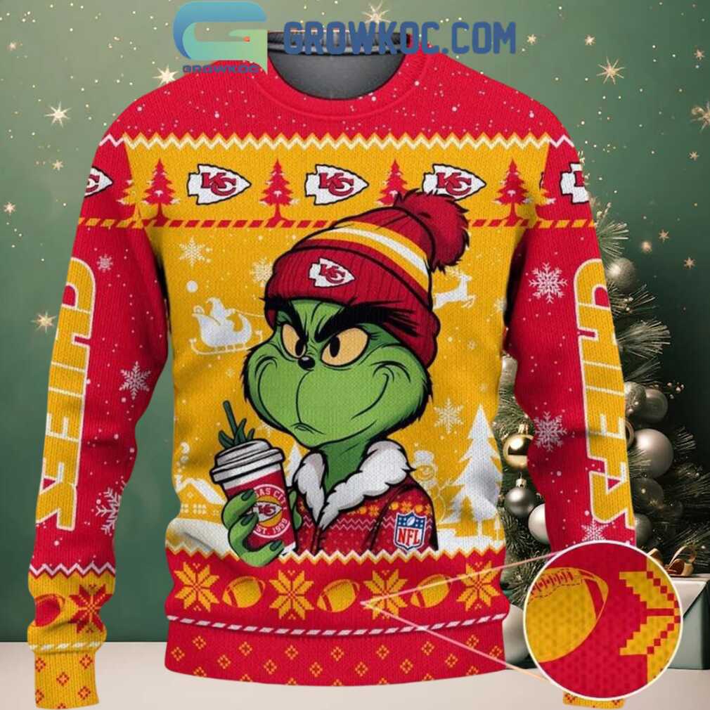 Kansas City Chiefs Grinch Stolen Christmas 2025 Grinchmas Ugly Sweater, hoodie, sweater, long sleeve and tank top Kansas City Chiefs Grinch Stolen Christmas 2025 Grinchmas Ugly Sweater - Front View