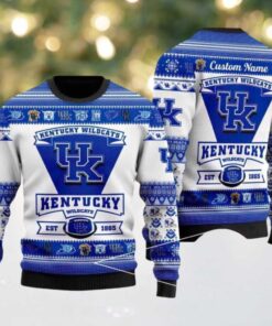 Kentucky Wildcats Logo Custom Name For Football Fans Ugly Christmas Sweater