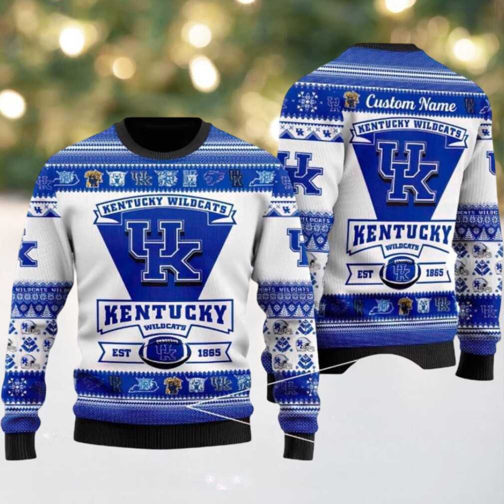 Kentucky Wildcats Logo Custom Name For Football Fans Ugly Christmas Sweater Kentucky Wildcats Logo Custom Name For Football Fans Ugly Christmas Sweater