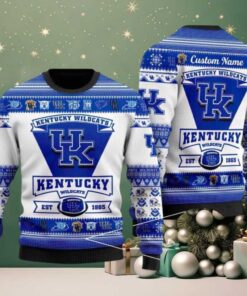 Kentucky Wildcats Logo Custom Name For Football Fans Ugly Christmas Sweater