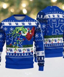 Kentucky Wildcats Merry Christmas Grinch Hand NCAA Ugly Christmas Sweater