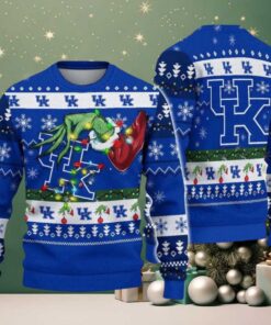 Kentucky Wildcats Merry Christmas Grinch Hand NCAA Ugly Christmas Sweater