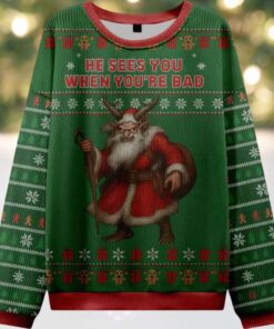 Krampus Sees you When you’re bad Ugly Christmas Sweater