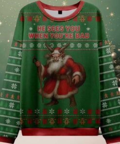 Krampus Sees you When you’re bad Ugly Christmas Sweater