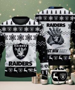 Las Vegas Raiders Just Win Baby Christmas Ugly Sweater Las Vegas Raiders Just Win Baby Christmas Ugly Sweater