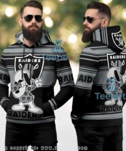 Las Vegas Raiders Nfl Snoopy Stripes Ugly Christmas 3D Hoodie
