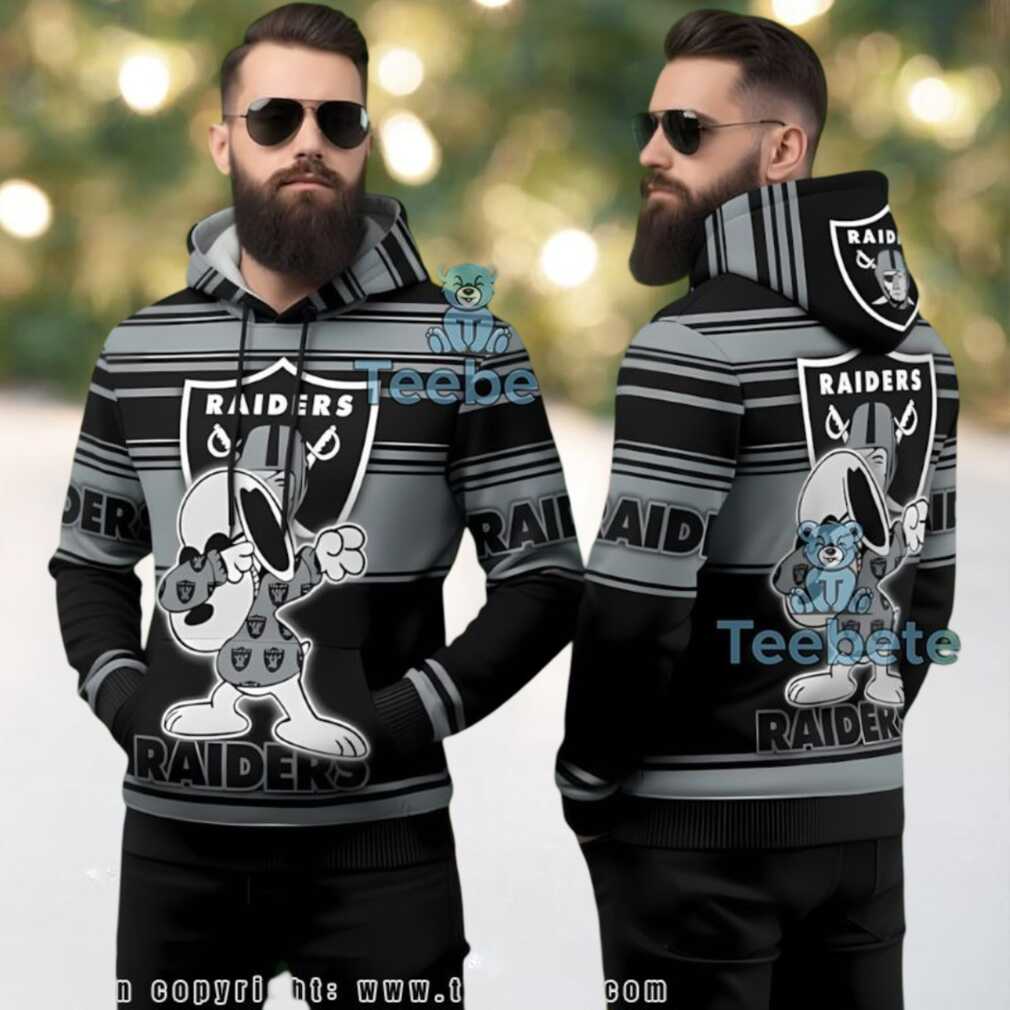 Las Vegas Raiders Nfl Snoopy Stripes Ugly Christmas 3D Hoodie Las Vegas Raiders Nfl Snoopy Stripes Ugly Christmas 3D Hoodie