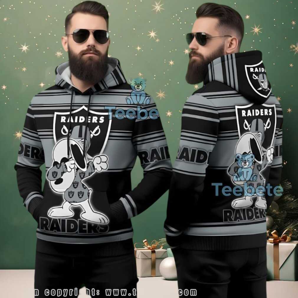Las Vegas Raiders Nfl Snoopy Stripes Ugly Christmas 3D Hoodie Las Vegas Raiders Nfl Snoopy Stripes Ugly Christmas 3D Hoodie