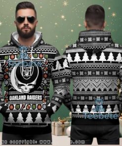 Las Vegas Raiders Oakland Grateful Dead Ugly Christmas 3D Hoodie