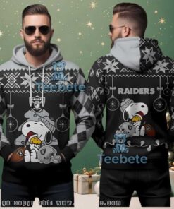 Las Vegas Raiders Snoopy Woodstock Football Ugly Christmas 3D Hoodie