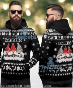 Las Vegas Raiders Snowflakes Gnomes Ugly Christmas 3D Hoodie